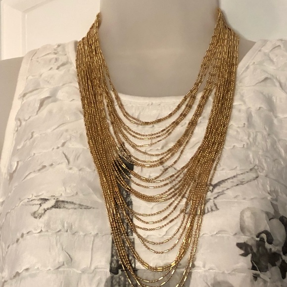 NWT Multi-Row Italian Waterfall Necklace in Goldtone. - Picture 12 of 15